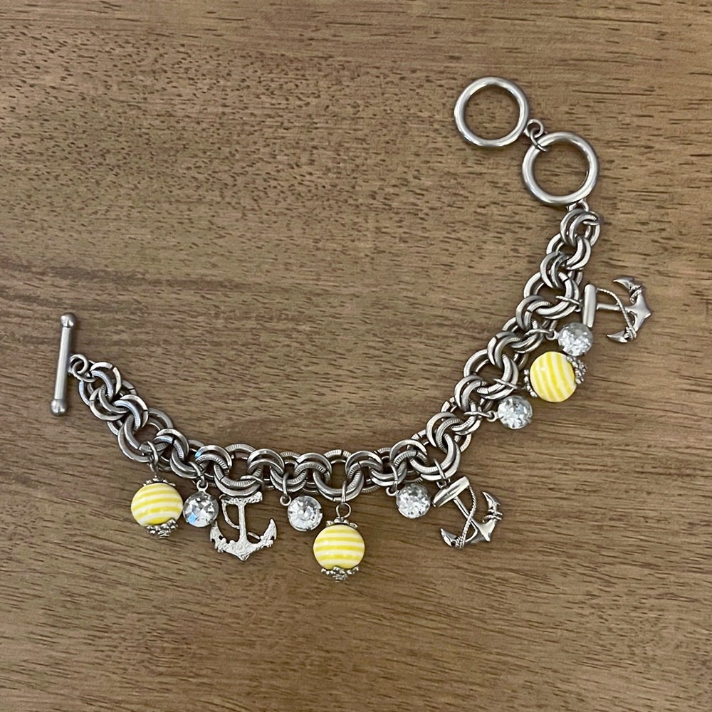 Nautical Charm Bracelet with Silver Anchors